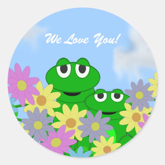 Frog and Flowers : Message Sticker (Front)