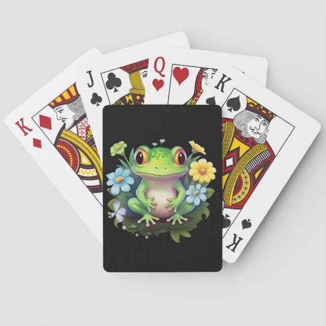 Frog and Flowers  Playing Cards (Back)