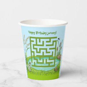 Frog and Fly Maze Birthday Paper Cups