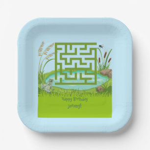 Frog and Fly Maze Birthday Paper Plates