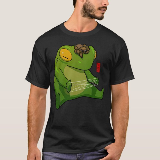 Frog And Jumping Spider Playing Cat'S Cradle Art T-Shirt (Front)
