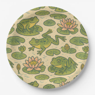 Frog and Lili pads Waterlilies Frogs               Paper Plate
