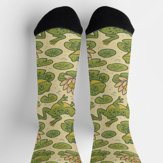Frog and Lili pads Waterlilies Frogs               Socks (Top)