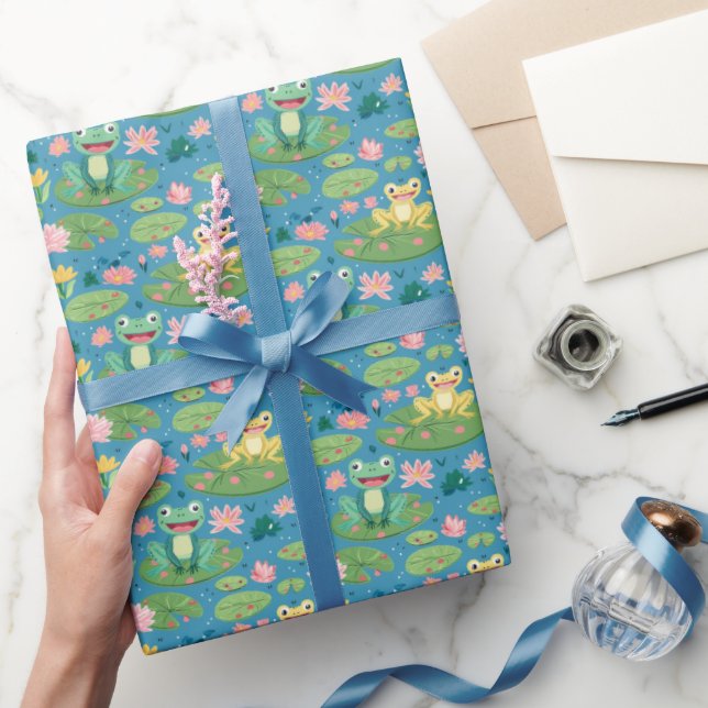 Frog and Lily Pad Pattern Wrapping Paper (Gifting)