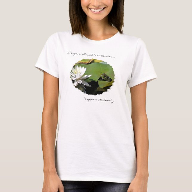 Frog And Lotus Flower Inspirational Quote T-Shirt (Front)