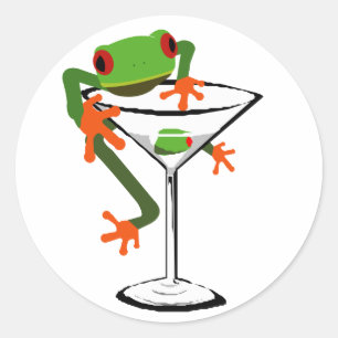 Frog and Martini Classic Round Sticker