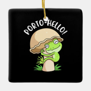 Frog And Mushroom Ceramic Ornament