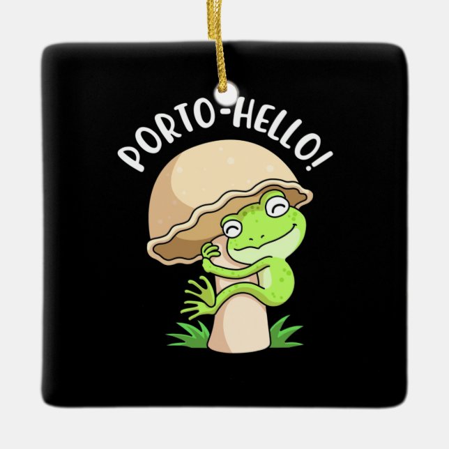 Frog And Mushroom Ceramic Ornament (Front)