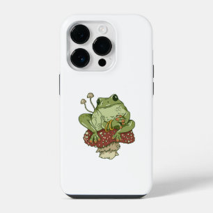 Frog and Mushrooms Cute Cottagecore Funny Toad iPhone 14 Pro Case