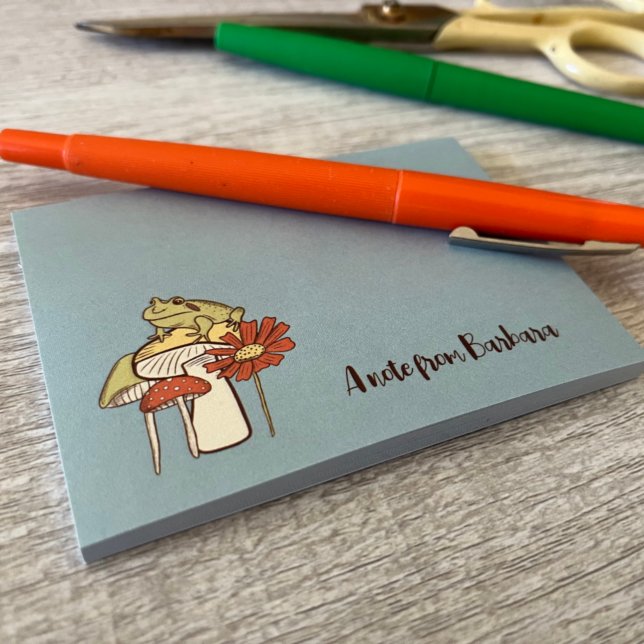 Frog and Mushrooms Cute Cottagecore Personalised Post-it Notes (Creator Uploaded)