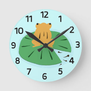 Frog and Tadpoles & Water Lily Wall Clock