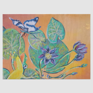 frog and water lilies tissue paper