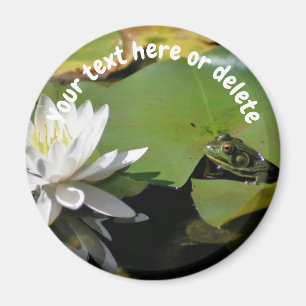 Frog and Water Lily Lotus Flower Personalized Magnet