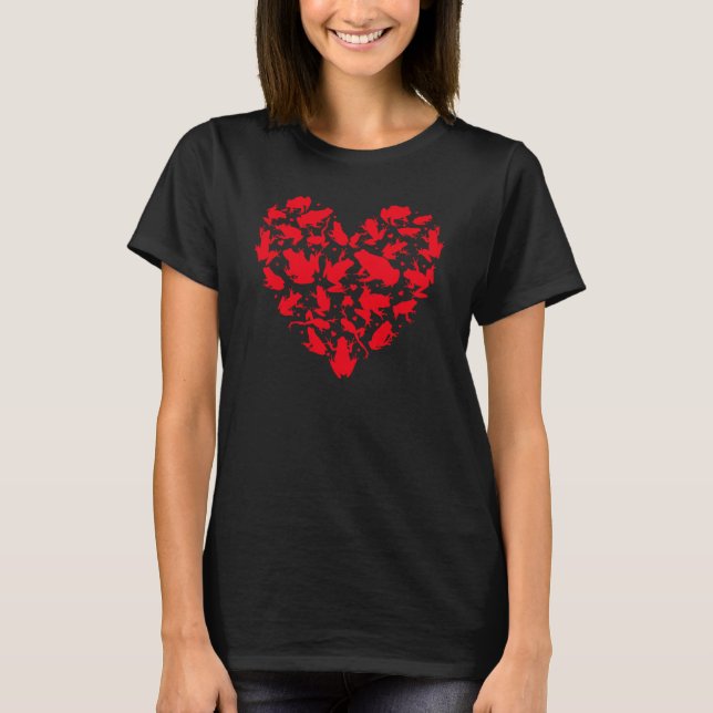 Frog Animal  Heart Frog Valentine's Day T-Shirt (Front)