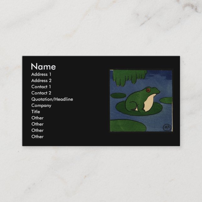 Frog - Antiquarian, Colourful Book Illustration Business Card (Front)