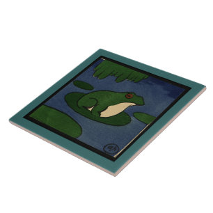 Frog - Antiquarian, Colourful Book Illustration Tile