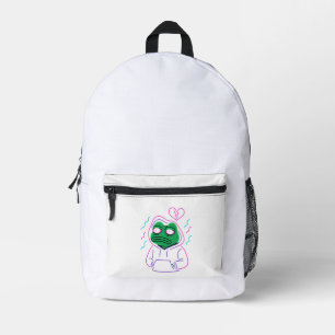 Frog art Light - music mital lover T-Shirt Printed Backpack
