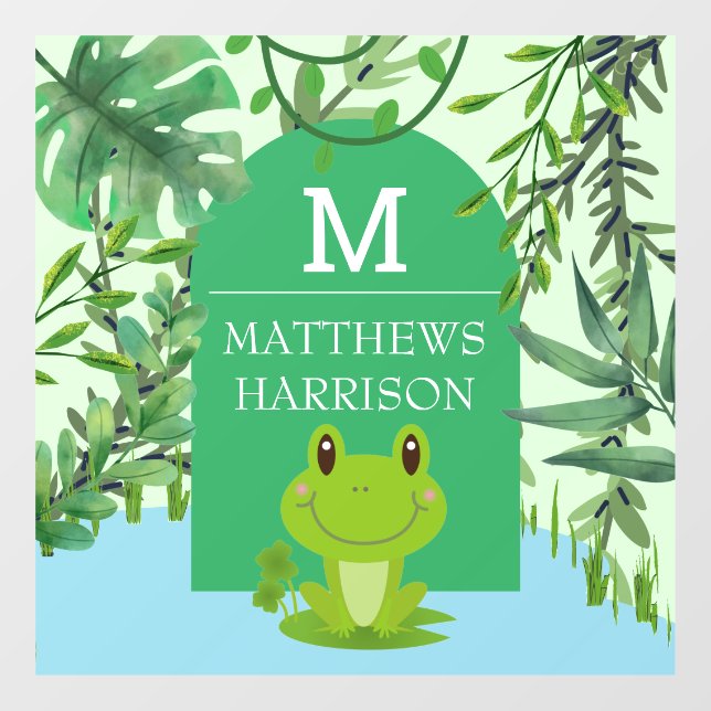 Frog Art Monogram letter Baby boy  Bedroom nursery Window Cling (Sheet)