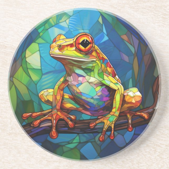 Frog Art Sandstone Coaster (Front)