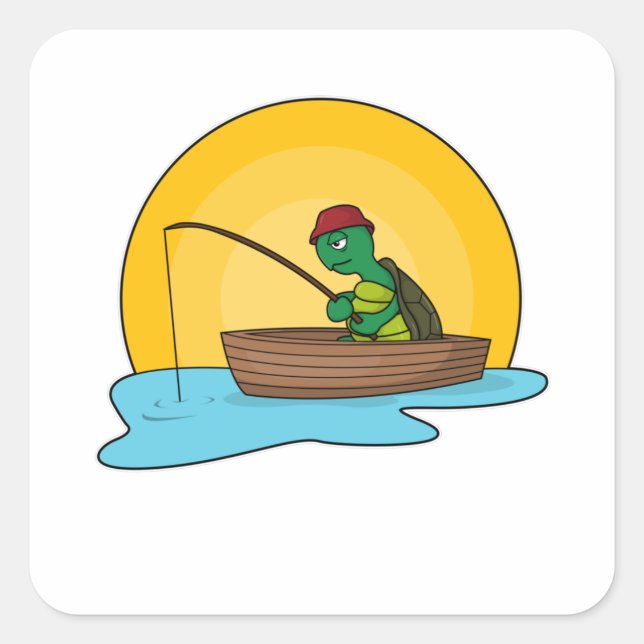 Frog as Angler in Boat Square Sticker (Front)