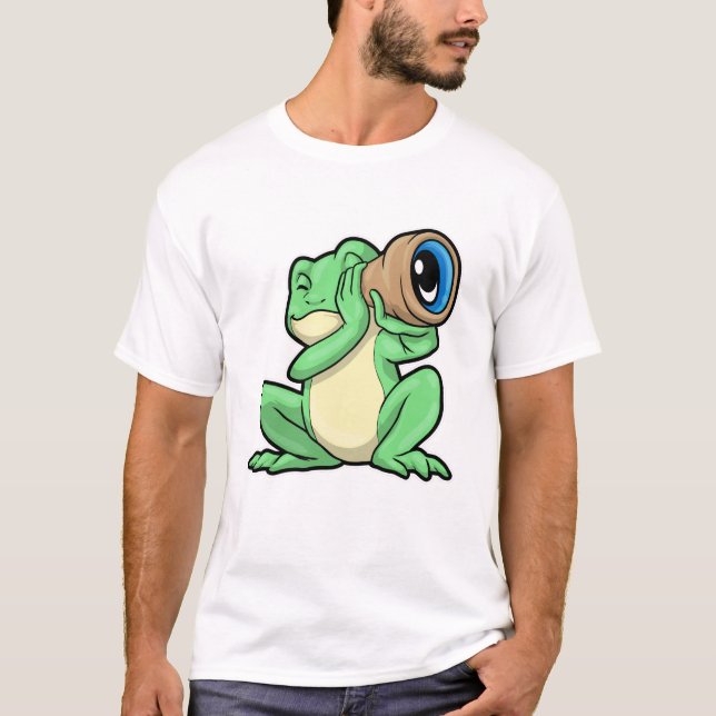 Frog as Astronomy with Telescope T-Shirt (Front)