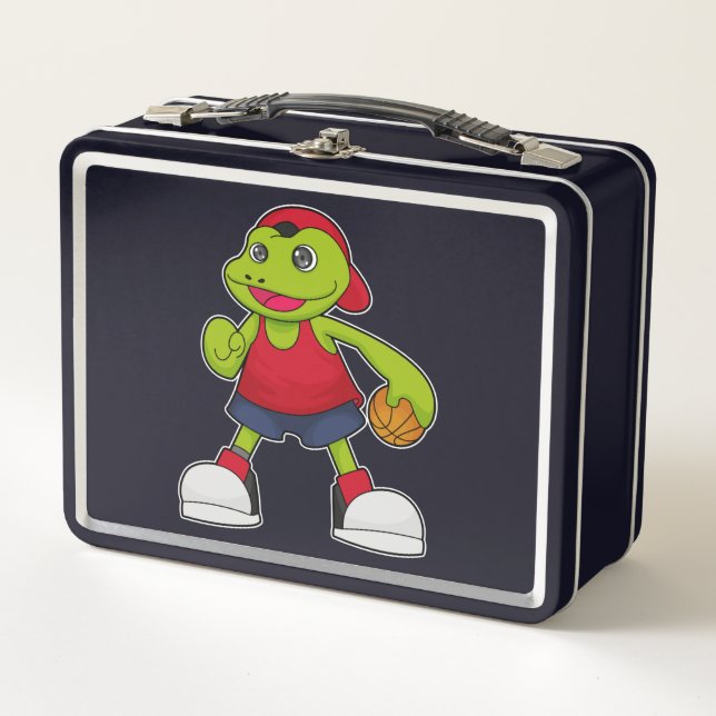 Frog as Basketball player with Basketball Metal Lunch Box (Front)