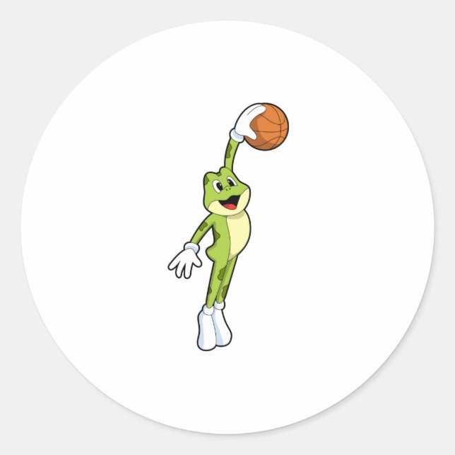 Frog as Basketball player with Basketball.PNG Classic Round Sticker (Front)