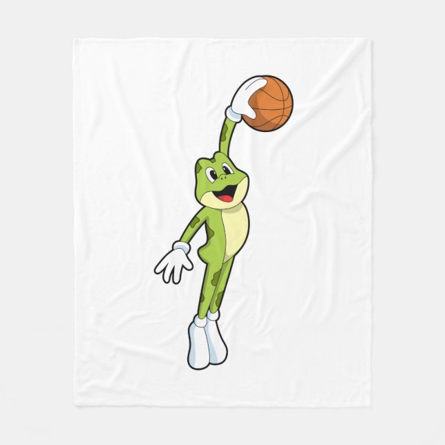 Frog as Basketball player with Basketball.PNG Fleece Blanket (Front)