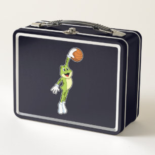 Frog as Basketball player with Basketball.PNG Metal Lunch Box