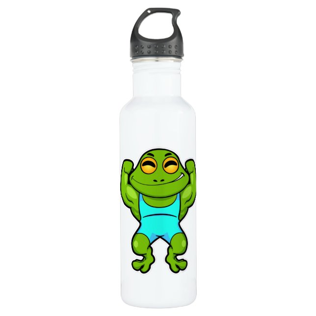 Frog as Bodybuilder at Bodybuilding 710 Ml Water Bottle (Front)