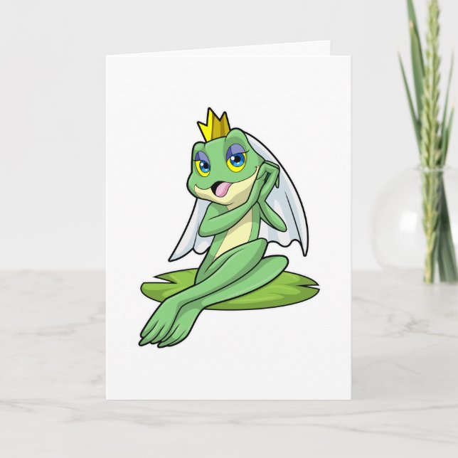 Frog as Bride at Wedding with Crown Card (Front)