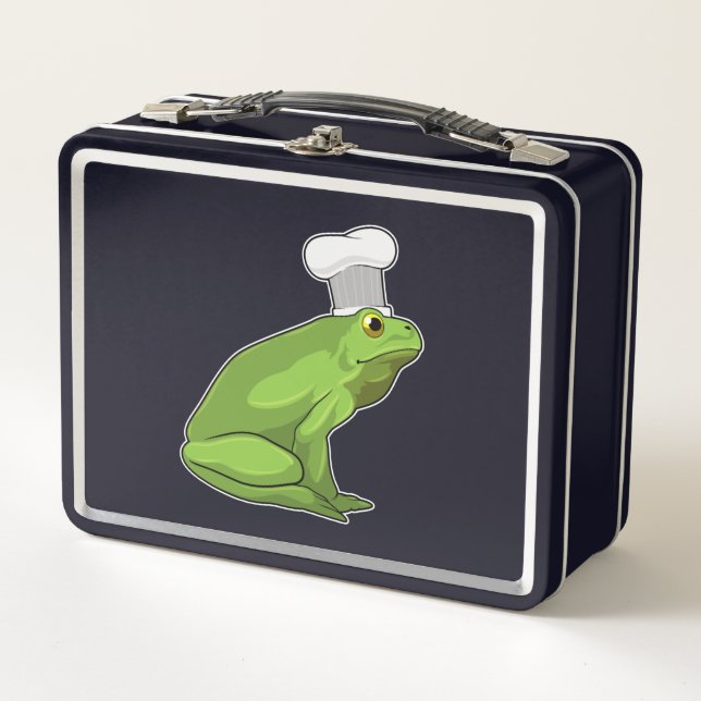 Frog as Cook with Chef hat Metal Lunch Box (Front)