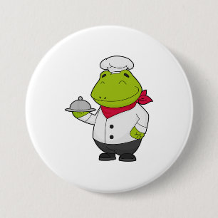 Frog as Cook with Platter 7.5 Cm Round Badge