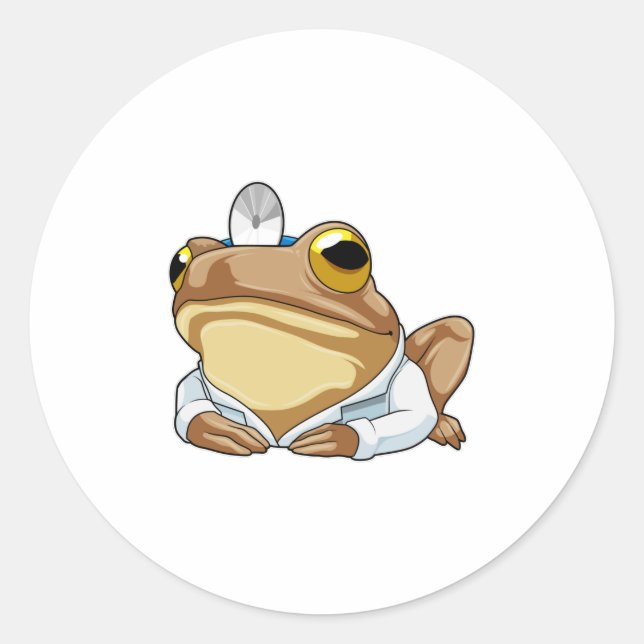Frog as Doctor with Doctor's coat Classic Round Sticker (Front)