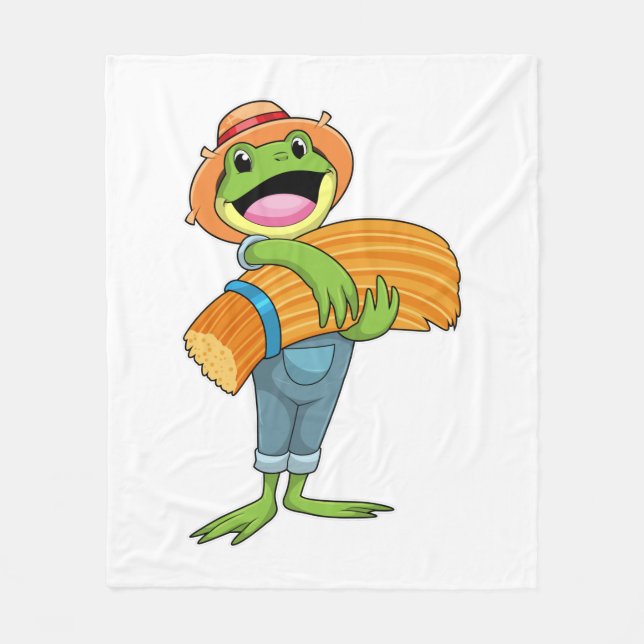 Frog as Farmer with Straw Fleece Blanket (Front)