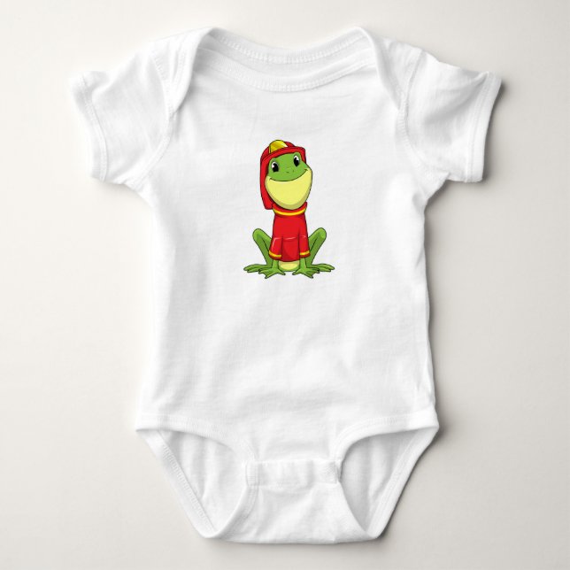 Frog as Firefighter with Helmet Baby Bodysuit (Front)