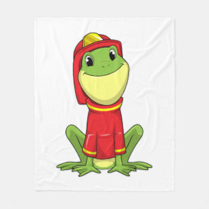 Frog as Firefighter with Helmet Fleece Blanket