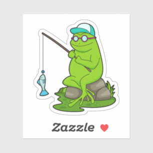 Frog as Fisher with Fishing rod & Fish