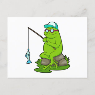 Frog as Fisher with Fishing rod & Fish Postcard