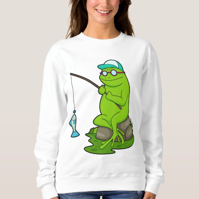 Frog as Fisher with Fishing rod & Fish Sweatshirt (Front)