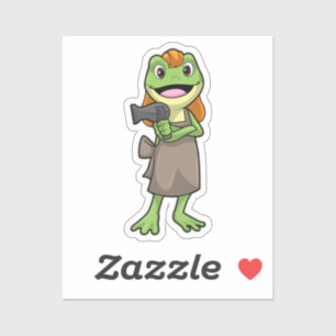 Frog as Hairdresser with Hairdryer