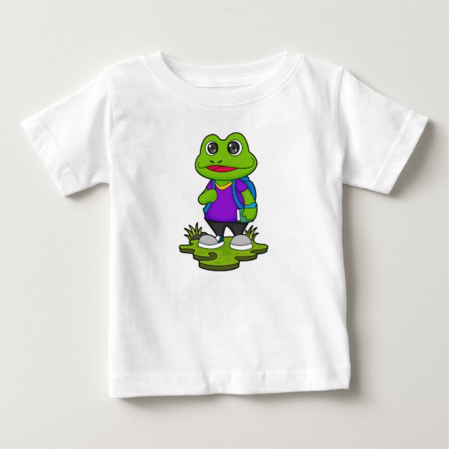 Frog as Hiker with Backpack Baby T-Shirt (Front)