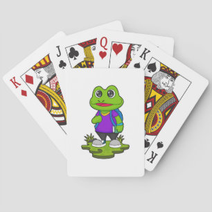 Frog as Hiker with Backpack Playing Cards