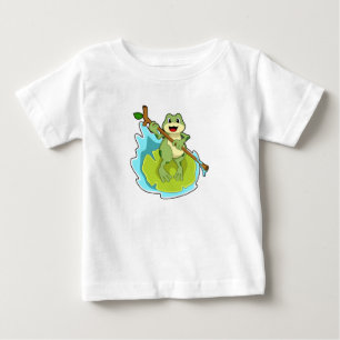Frog as Hiker with Stick Baby T-Shirt