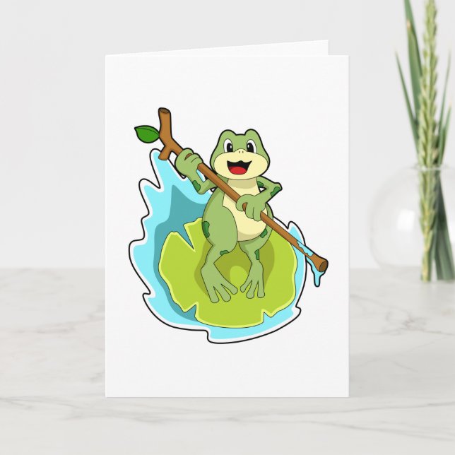 Frog as Hiker with Stick Card (Front)