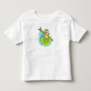 Frog as Hiker with Stick Toddler T-Shirt
