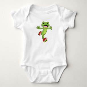 Frog as Inline skater with Roller skates Baby Bodysuit