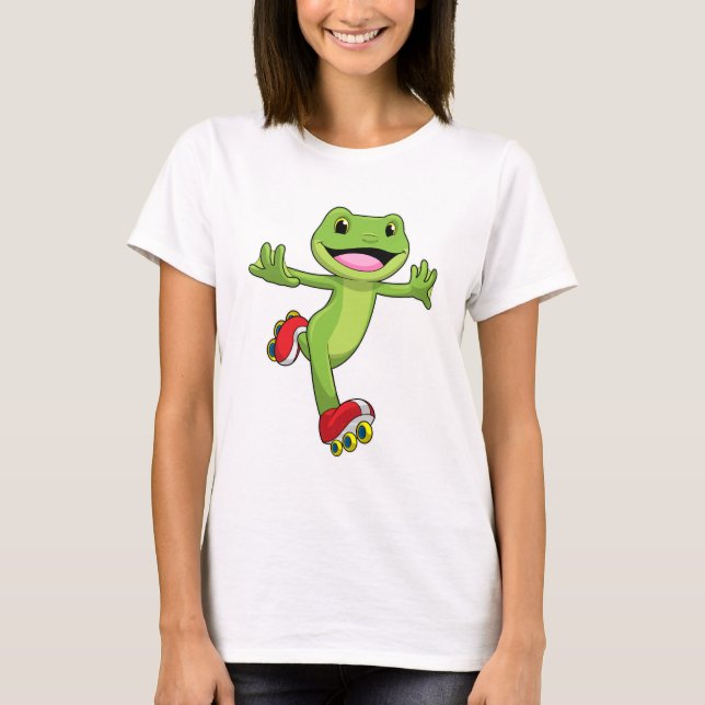 Frog as Inline skater with Roller skates T-Shirt (Front)