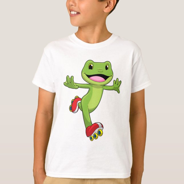 Frog as Inline skater with Roller skates T-Shirt (Front)