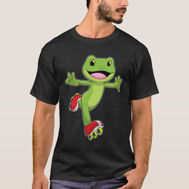 Frog as Inline skater with Roller skates T-Shirt (Front)